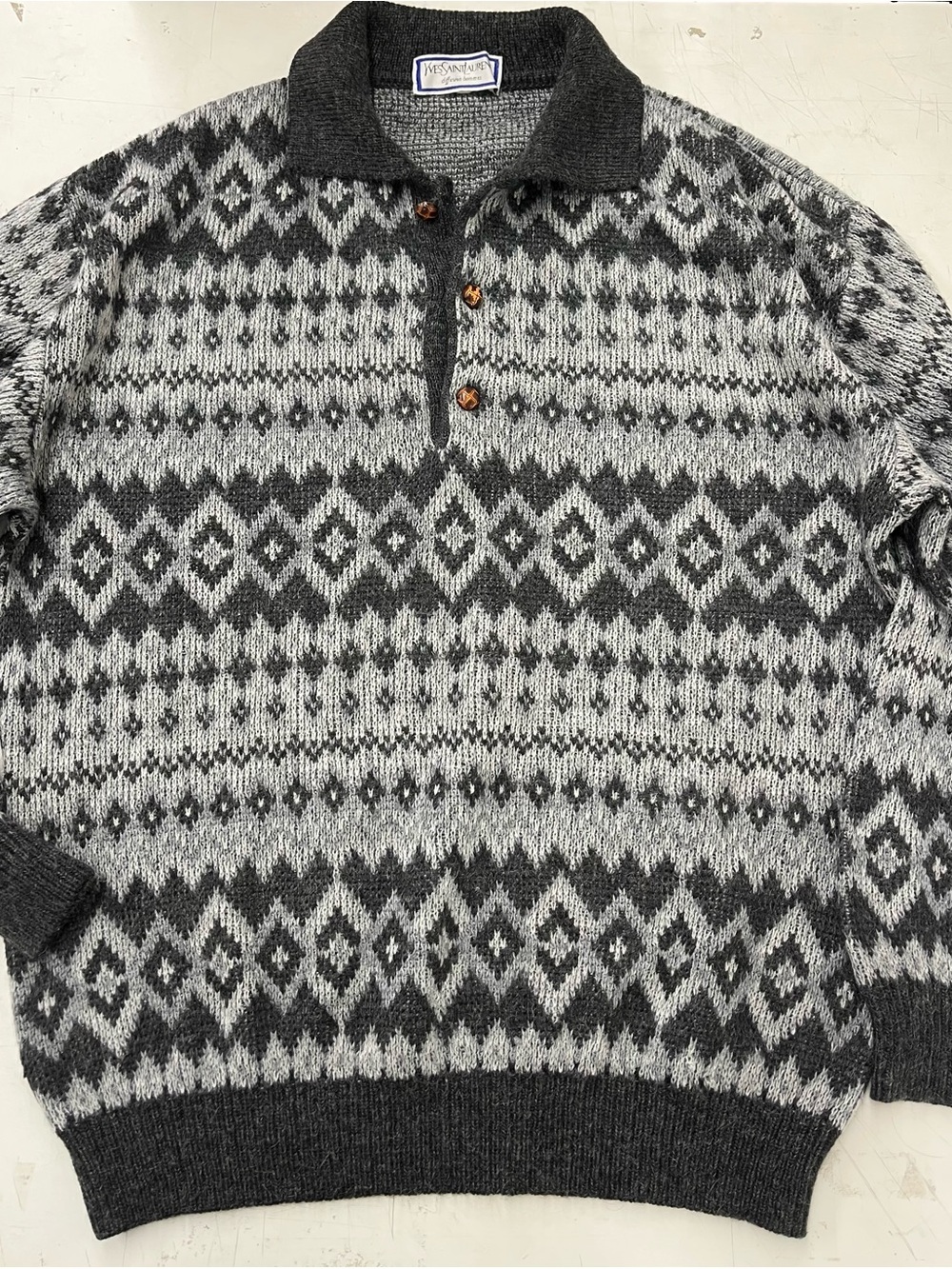 yves saint laurent Men’s Sweater Large Vintage Abstract Pattern Y2K
 Fair Isle